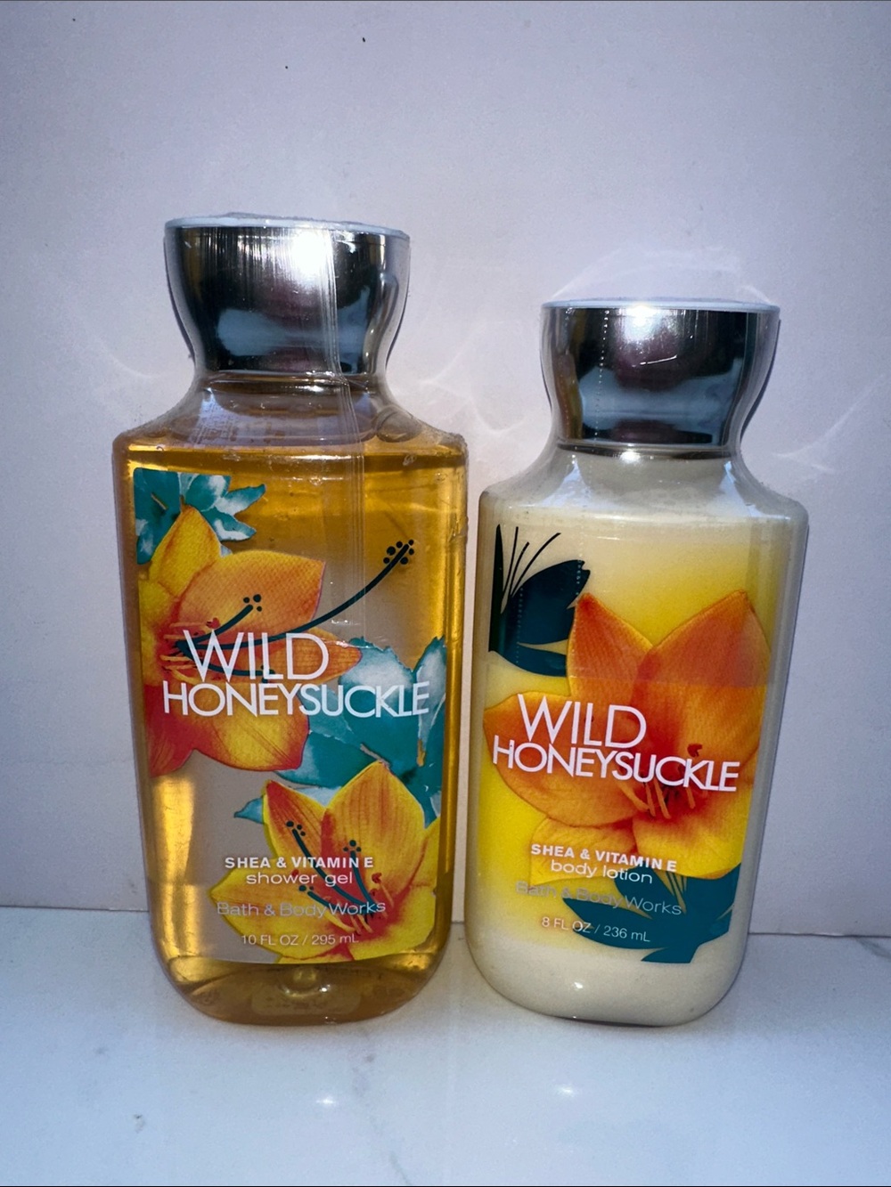 Bath & Body Works Wild Honeysuckle Shower Gel & Body Lotion - Yellow, Blue
